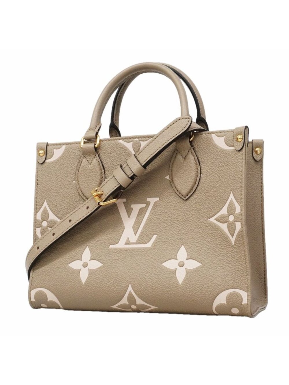 Louis Vuitton Handbag Monogram Empreinte Bicolor on the Go PM Tourterelle Cream
